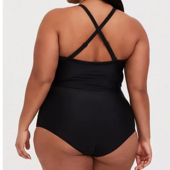 ❌SOLD Torrid Black Wireless Strappy Front One Piece Swimsuit 3X NWT 12074135 - Picture 3 of 12